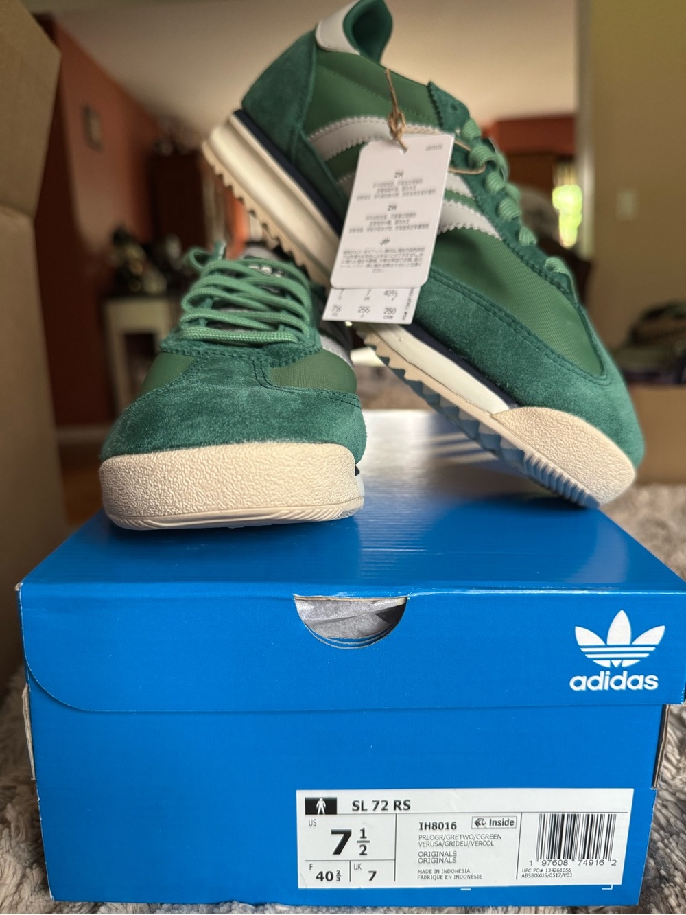adidas Green Suede & Nylon Retro Runner Sneakers
